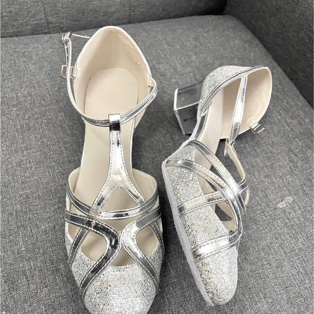 Silver Strappy Dance Heels